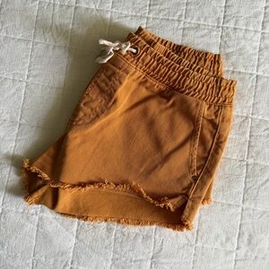 Billabong Women’s Casual Frayed-Hem Drawstring Denim Shorts - Rust Orange